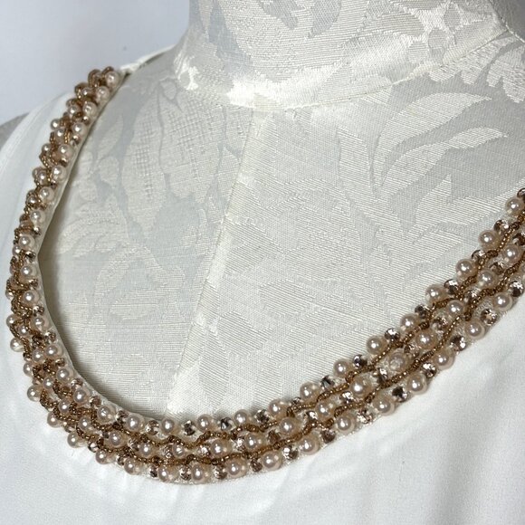 Soprano White Sheer Shell with Jeweled Neckline - Picture 6 of 8